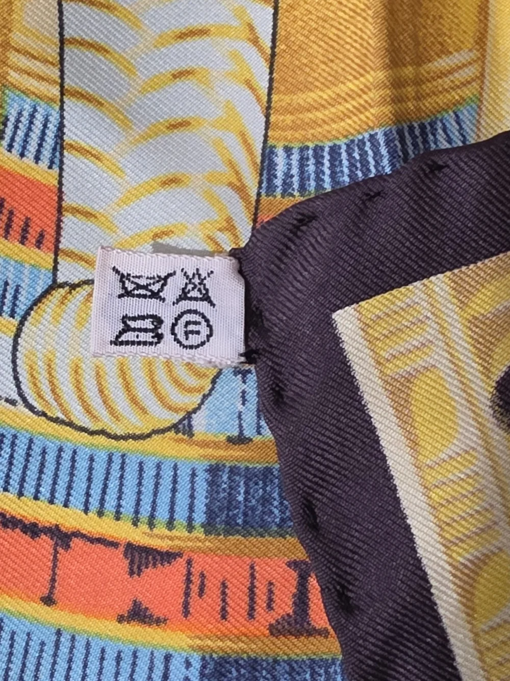Hermès Black, Yellow and Cream Silk Scarf - Paris Motif